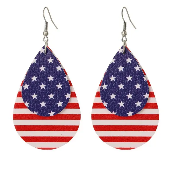 Wholesale New American Independence Day Earrings July 4 Heart-shaped Flag Earrings National Day Independence Day Earrings