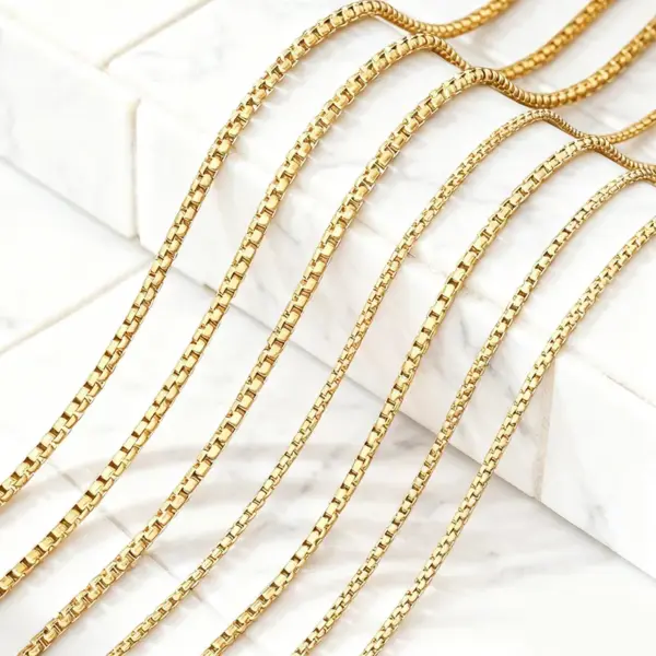 Wholesale Versatile Simple Box Chain Necklace DIY Basic Edition Pearl Chain Jewelry Neutral Style Stainless Steel Electroplated Square
