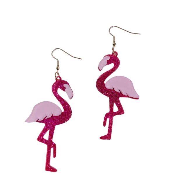 oly-29f6c8642cf7acd5efc5614eba88236e Wholesale earrings glitter acrylic pink Valentine's Day fun cute Flamingo earrings