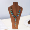 oly-29ff95e14c723bbc54f448f7d95ec4ce Wholesale Zinc alloy turquoise necklace, vacation style, beaded, vintage Western cowboy multi-layer necklace