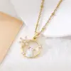 Wholesale Fashionable Luxury Copper Plated 18K Gold Christmas Pendant Necklace Women's Geometric Pattern Simple Style Christmas Gift