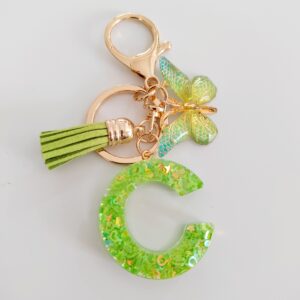 Green letter key chain pendant-C