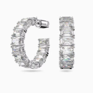 White square diamond large circle earrings