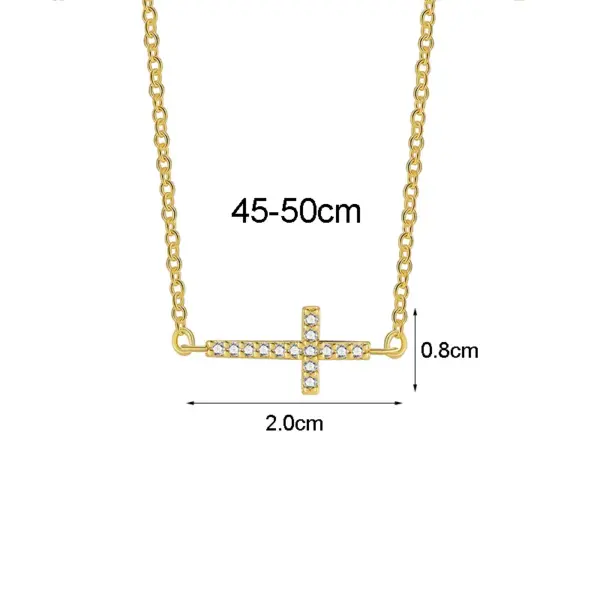 Wholesale Simple Style Cross Heart Shape Copper Plating Inlay Zircon 18k Gold Plated Pendant Necklace