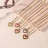 Wholesale 3D Heart Pendant Necklace For Women In 304 Stainless Steel With 18K Gold Plated PVD And Zircon Inlay, Cable Chain