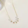 Wholesale Women'S 304 Stainless Steel PVD Coated 18K Gold Plated Inlaid Ball Artificial Pearls Pendant Necklace Imitation Pearl Jewelry