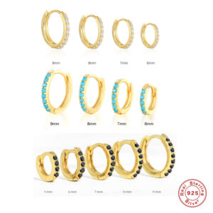Wholesale Silver hoop earrings, cuff earrings, colored zircon hoop earrings