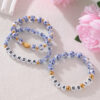 Wholesale  Gold Stainless Steel Love Acrylic Alphanumeric Small Gold Beads Blue and White Porcelain Beaded Valentine's Day Bracelet