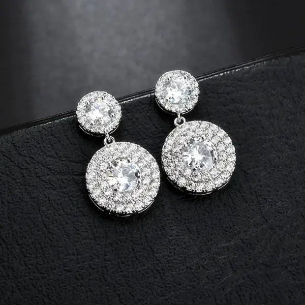 Wholesale 1 Pair Modern Style Round Plating Inlay Copper Zircon 18K Gold Plated White Gold Plated Drop Earrings
