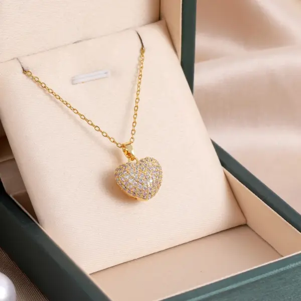 Wholesale Heart Shape 316 Stainless Steel Simple Style Pendant Necklace