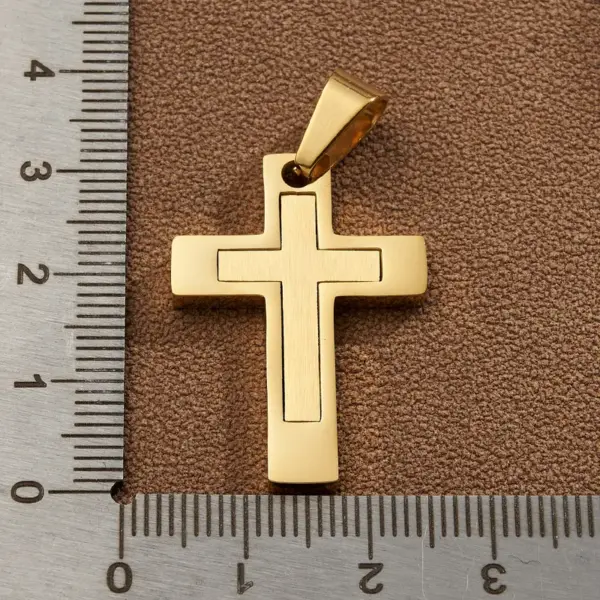 Wholesale DIY Jewelry High-Quality Polished 304 Stainless Steel Rhinestone Vacuum Electroplating (In Furnace) 18K Real Gold Plated Cross Flag Square Pendant