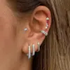 Wholesale Simple Zirconia Earring Set For Women Without Pierced Ears Clip-on Luxury Geometric Water Drop Square Half Circle
