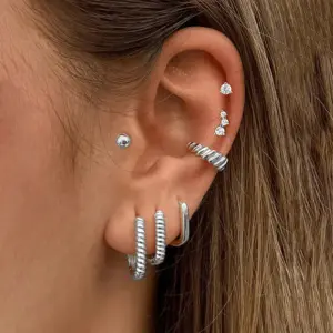 Wholesale Simple Zirconia Earring Set For Women Without Pierced Ears Clip-on Luxury Geometric Water Drop Square Half Circle