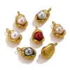 Wholesale 5 PCS/Package Stainless Steel Artificial Pearls PVD Coated Real Gold Plated Solid Color Pendant DIY Jewelry Accessories