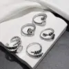 Wholesale Plasma Plated Steel Color 304 Stainless Steel Dot Leaf Open Ring For Women Eye Crown Waterproof Non-Fading Unisex
