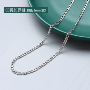 P873-⑧ steel color Figaro chain 40 5cm
