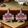 Wholesale Retro Star Print Drop Earrings In White & Red Acrylic With 304 Stainless Steel Posts For Women