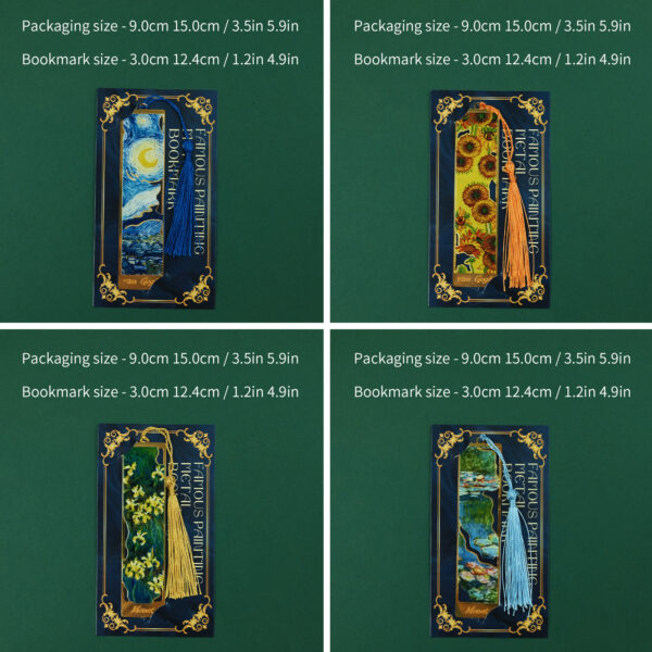 Wholesale Vintage Famous Painting Oil Painting Style Metal Bookmark Hollow Reading Book Page Clip Hand Account Pendant Metal Bookmark Creative Gift