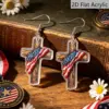 Wholesale Retro Multicolor Acrylic Cross Drop Earrings For Women With 304 Stainless Steel Ear Pins