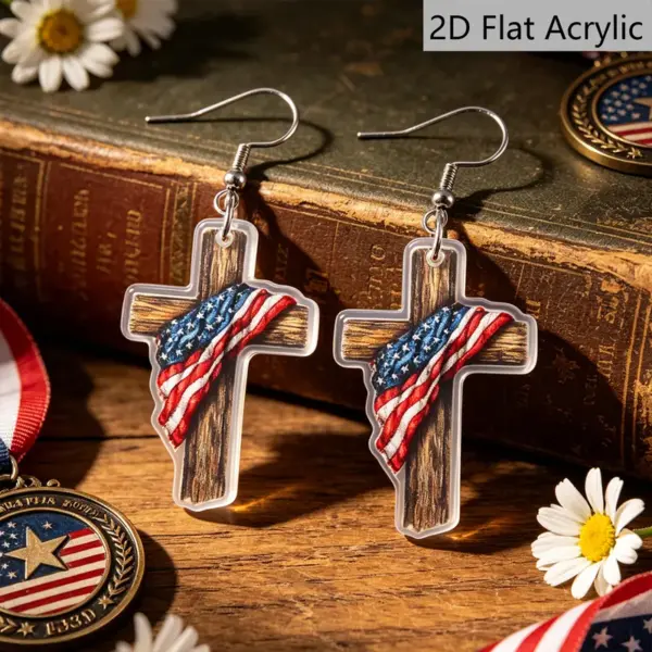 Wholesale Retro Multicolor Acrylic Cross Drop Earrings For Women With 304 Stainless Steel Ear Pins