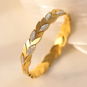Gold leaf with diamonds