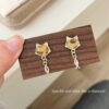 oly-2ad158af31d372d858f4890527927063 Wholesale Autumn and winter leopard print cat fish earrings women's sweet and exquisite Maillard color furry high-end earrings