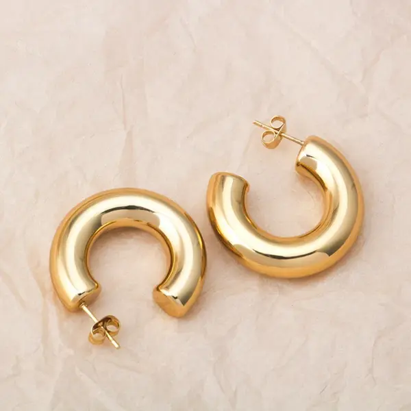 Wholesale 304 Stainless Steel Geometric PVD Coated 18K Real Gold Plated Modern Style Classic Style Ear Studs