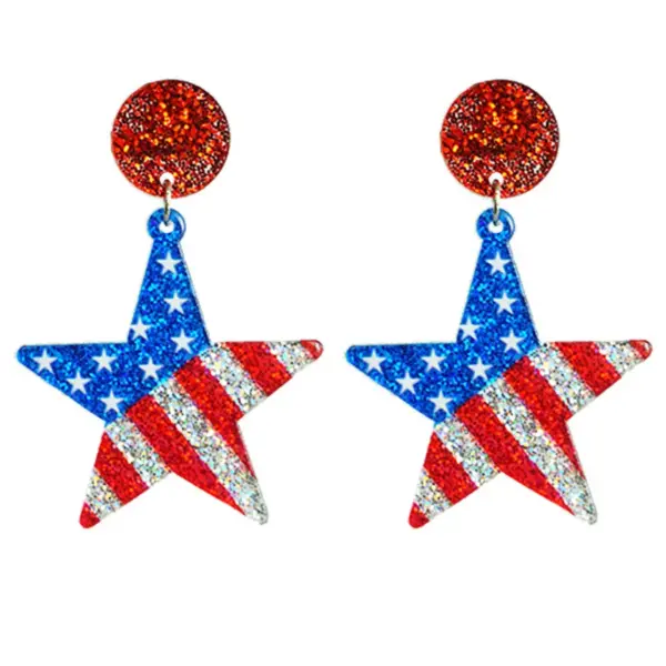 oly-2ae61628d3e17a24edc140f3dc1eb578 Wholesale Shiny Sparkling Patriotic Elements Independent Day Celebration Party Bright Surface Glitter Earrings Acrylic Geometric Pattern Original Design For Women