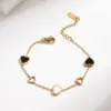 Wholesale PVD Coated 18K Real Gold Plated Heart Shape Bow Knot 304 Stainless Steel Casual Elegant Sweet Handmade Plating Lobster Trigger Clasp Closure Bracelets