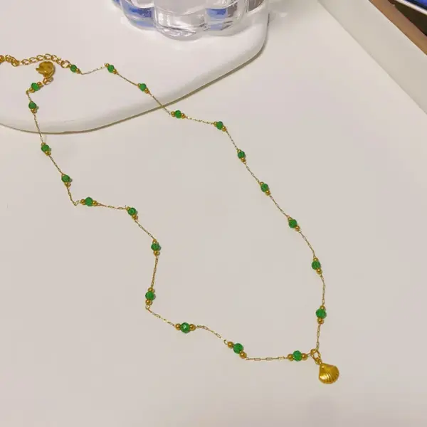 Wholesale Jewelry Casual Simple Style Shell Titanium Steel Anklet Necklace