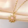 Wholesale Sun Pattern Inlay Pendant Necklace For Women With 18K Gold Plated Copper And Artificial Rhinestones, Lip Chain