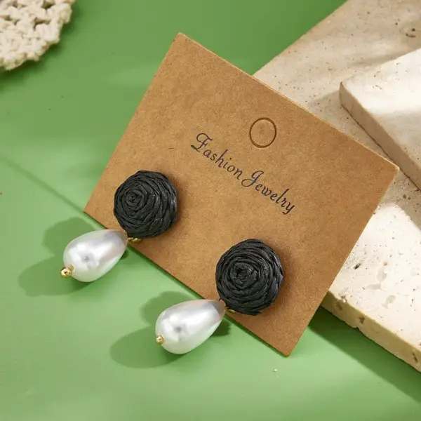 Wholesale Hot-Selling INS Style Inner Electroplated Real Gold Round Water Drop Imitation Pearl Earrings Waterproof Non-Fading