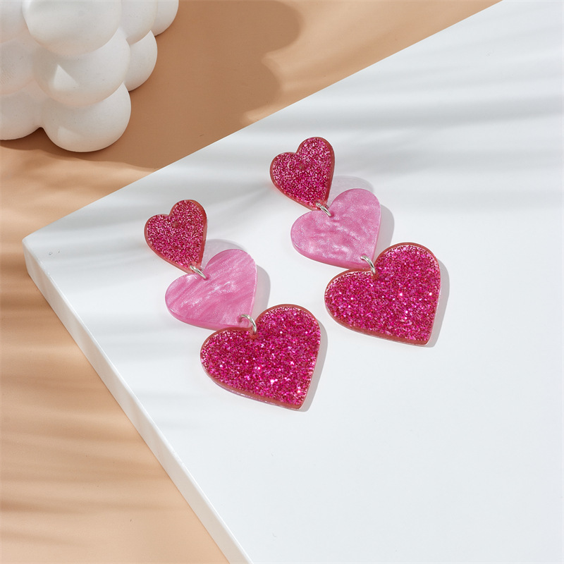 Wholesale Europe and the United States cross-border best selling color matching Valentine's Day acrylic love earrings niche personality High sense ear