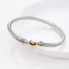 Wholesale 18K Real Gold Plated 304 Stainless Steel PVD Coated Heart Shape Two Tone Plating Bangle
