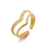 Wholesale PVD Coated 18K Gold Plated Letter 304 Stainless Steel Basic Waterproof Non Tarnish Open Rings