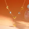 Wholesale Heart Shape Necklace For Women With Claw Setting, 18K Real Gold Plated 304 Stainless Steel, PVD Coated, Featuring Zircon On Cable Chain