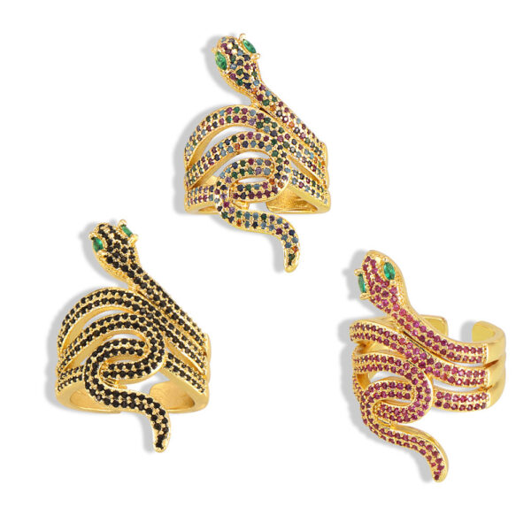 oly-2b296583770ca4174d9e31bf1abcdb26 Wholesale Gold Plated Zircon Snake Ring Women's Fashion Light Luxury All-match Supply
