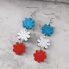 Wholesale Retro White Wood Drop Earrings For Women Featuring Floral Print Design