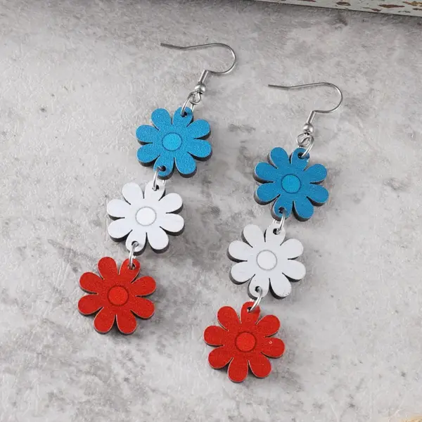 Wholesale Retro White Wood Drop Earrings For Women Featuring Floral Print Design