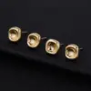Wholesale Heart Shape Stud Earrings With 14K Real Gold Plated Copper And Zircon Inlay, Featuring 925 Sterling Silver Posts, Unisex Design