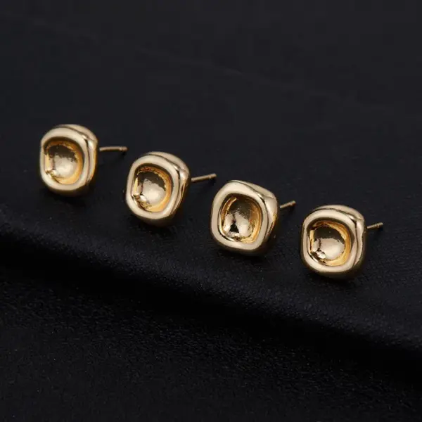 Wholesale Heart Shape Stud Earrings With 14K Real Gold Plated Copper And Zircon Inlay, Featuring 925 Sterling Silver Posts, Unisex Design