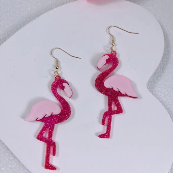 oly-2b367436f3ae6a70f931511c71b6ca59 Wholesale earrings glitter acrylic pink Valentine's Day fun cute Flamingo earrings