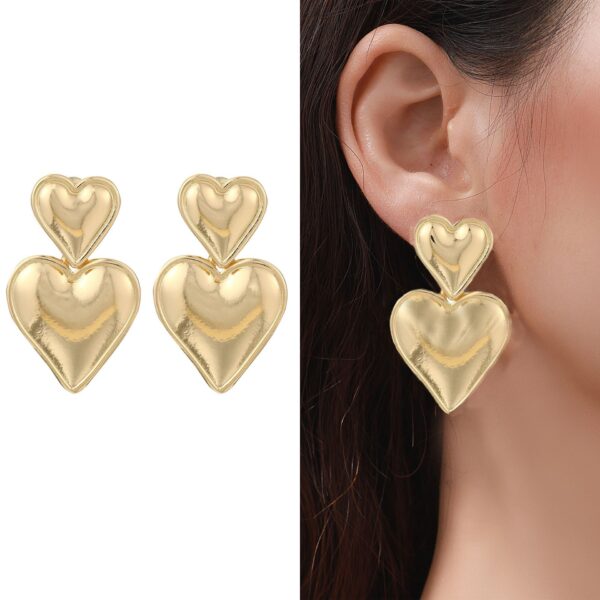 Wholesale Valentine's Day Selling Barbie Powder Three-Layer Heart-Shaped Love Earrings Simple Pendant Acrylic Texturing Dopamine Earrings