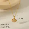 Wholesale 304 Stainless Steel Copper 18K Gold Plated Beach Simple Style Inlay Starfish Shell Fish Tail Artificial Pearls Zircon Pendant Necklace