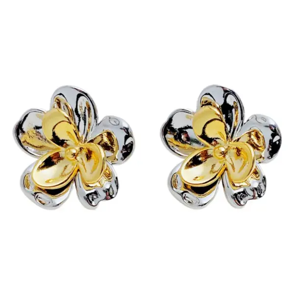 Wholesale Bohemia Style Floral Ear Cuff Women S925 Silver Needle Fashion Contrast Color Simple Design Earring Bohemian Print Copper Material