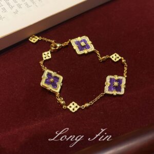 Sl025 gold purple dragon crystal three flower bracelet