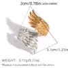 Wholesale Geometric 304 Stainless Steel Adjustable Ring With 18K Gold Plated PVD Coating, Waterproof Non Tarnish