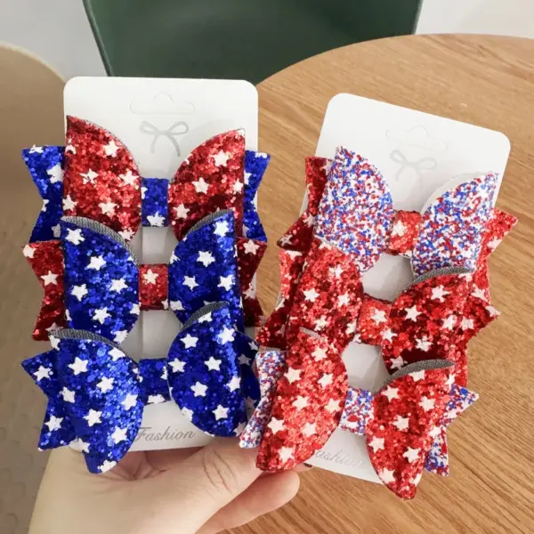 Wholesale Cartoon American Independence Day Hair Clip Star Bow Hair Accessories Festival Hair Clip Girl Hair Accessories