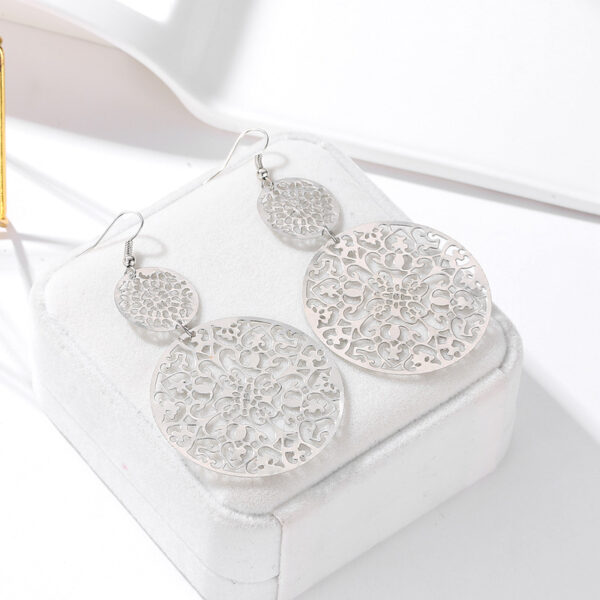 oly-2b648c2eea0378532fc2199fc17a3f99 Wholesale Fashion Earrings Vintage Hollow Disc Frosted Earrings Palace Ethnic Style Carved Earrings