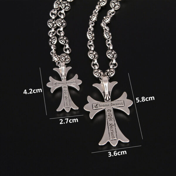 Wholesale   Nightclub Fashion Brand Cross Necklace Handmade Chain Valentine's Day Gift Vintage Imitation Silver Hanging Chain
